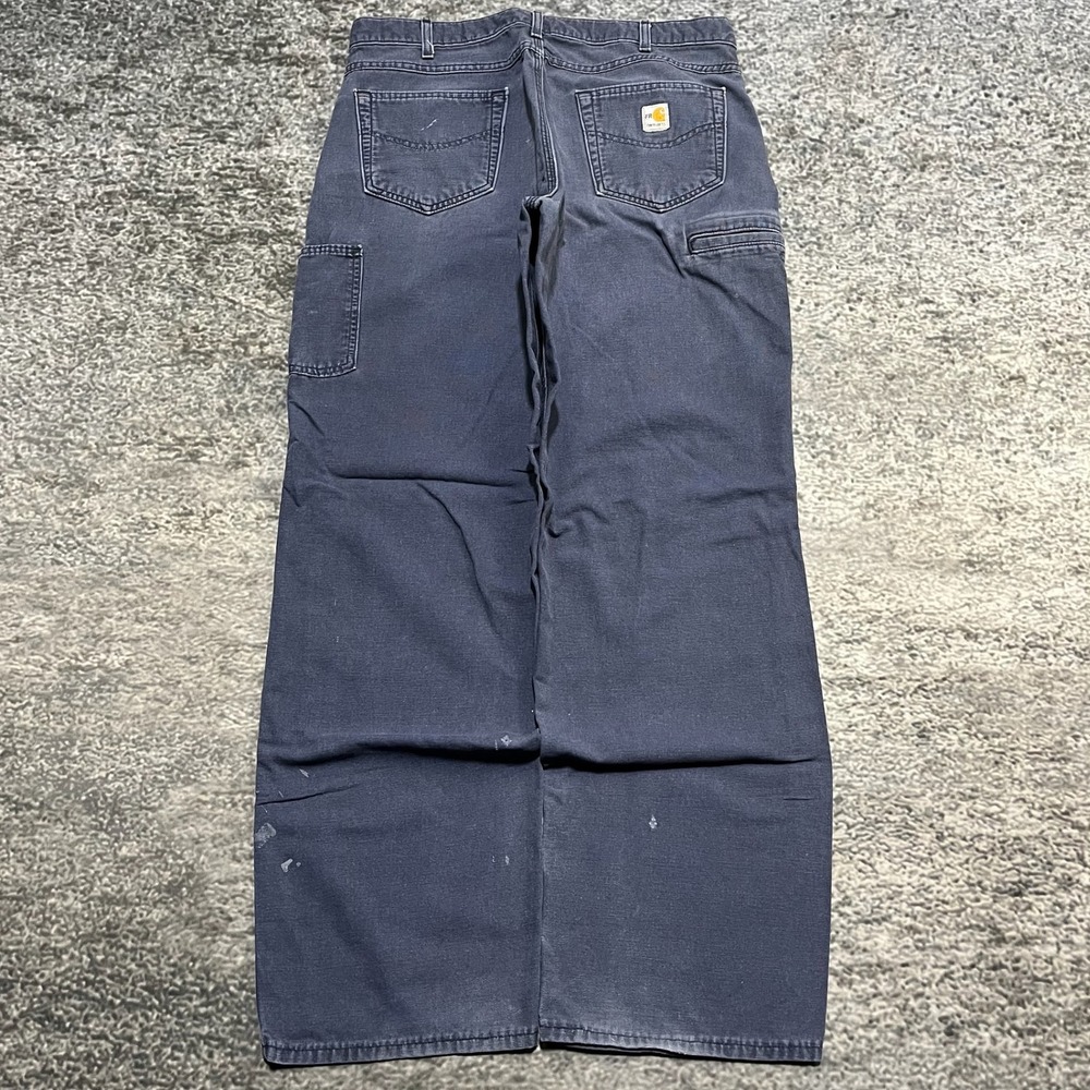 Carhartt FR Carpenter‎ Pants Mens 36x34 Blue Flame Resistant Distressed Workwear